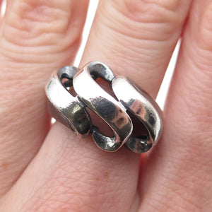 925 Sterling Silver Vintage Modernist Oxidized Ring Size 6.75
