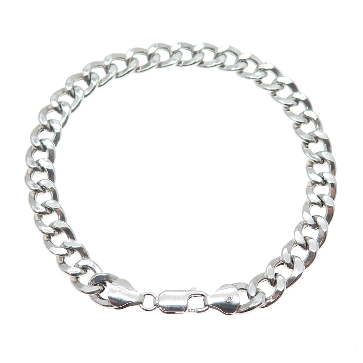 925 Sterling Silver Vintage Italy Curb Link Bracelet 8.75"