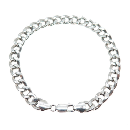 925 Sterling Silver Vintage Italy Curb Link Bracelet 8.75"