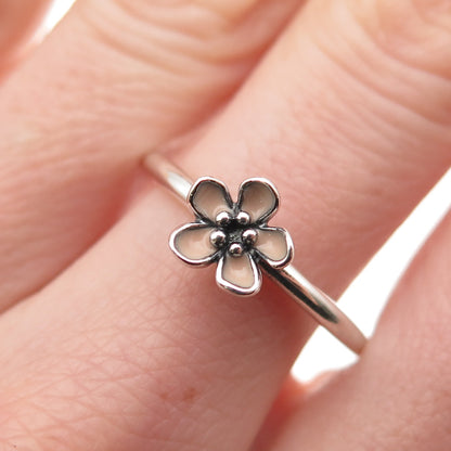 PANDORA 925 Sterling Silver Enamel Cherry Blossom Ring Size 9