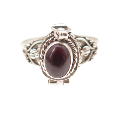 925 Sterling Silver Vintage Real Rhodolite Oxidized Poison Ring Size 9
