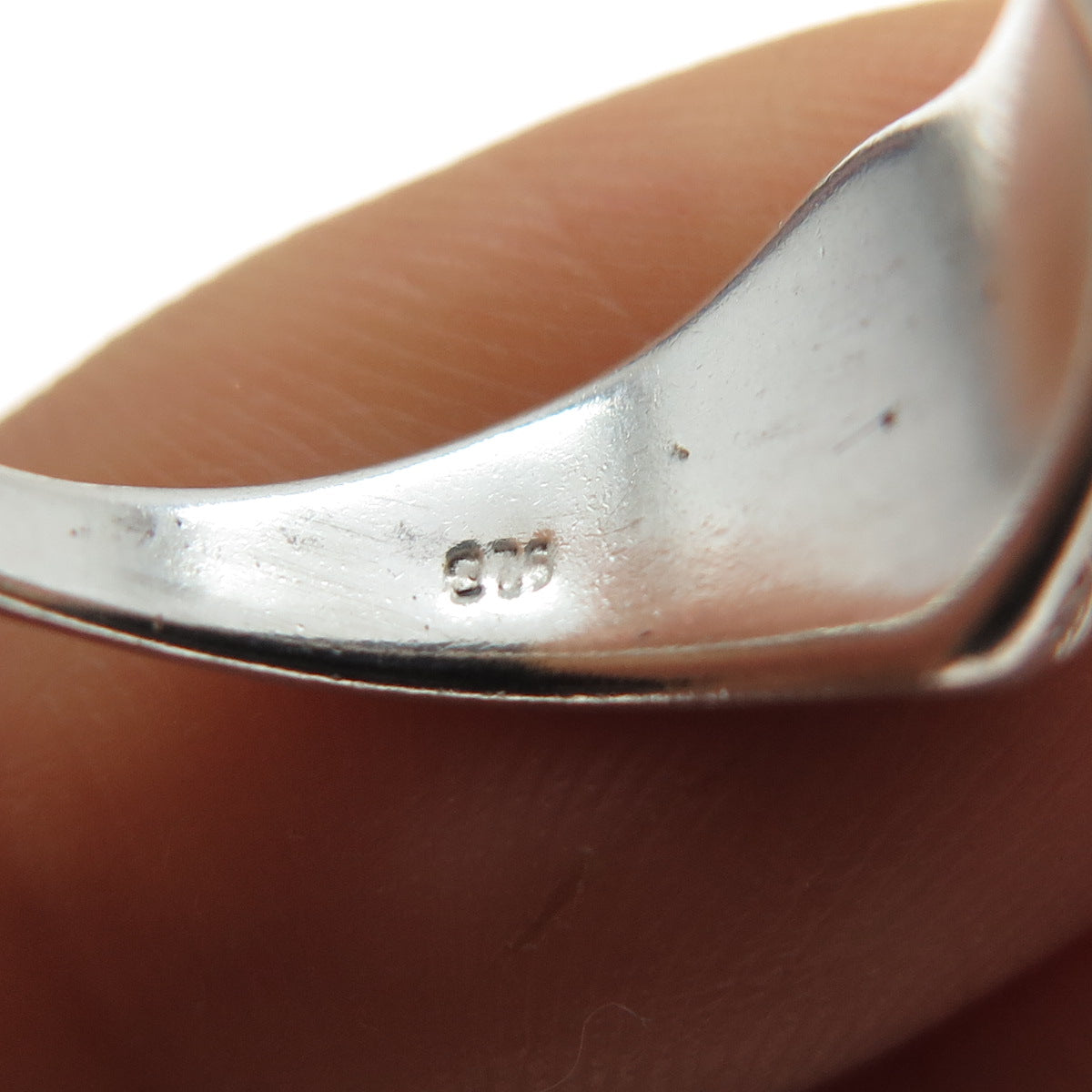 925 Sterling Silver Vintage Real Abalone Shell Swirl Oxidized Ring Size 5.25