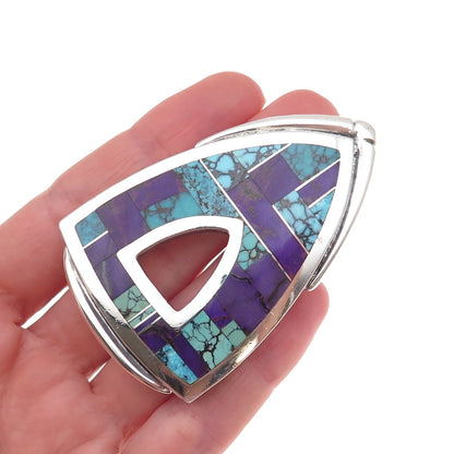 Ray Tracey & Knifewing Old Pawn Sterling Vintage Turquoise Sugilite Belt Buckle