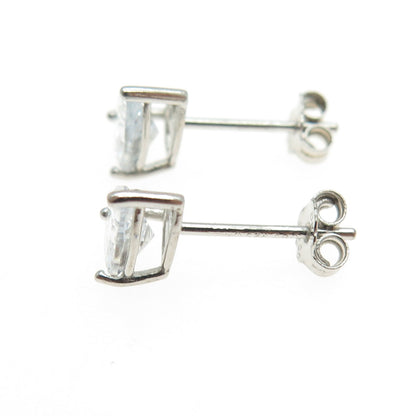 925 Sterling Silver Pear-Cut C Z Stud Earrings