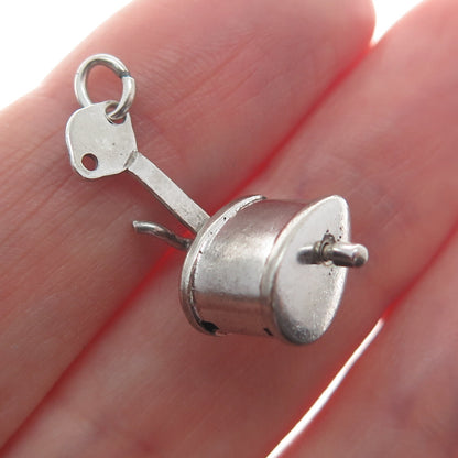 925 Sterling Silver Antique Art Deco Coffee Grinder Minimalist Charm Pendant