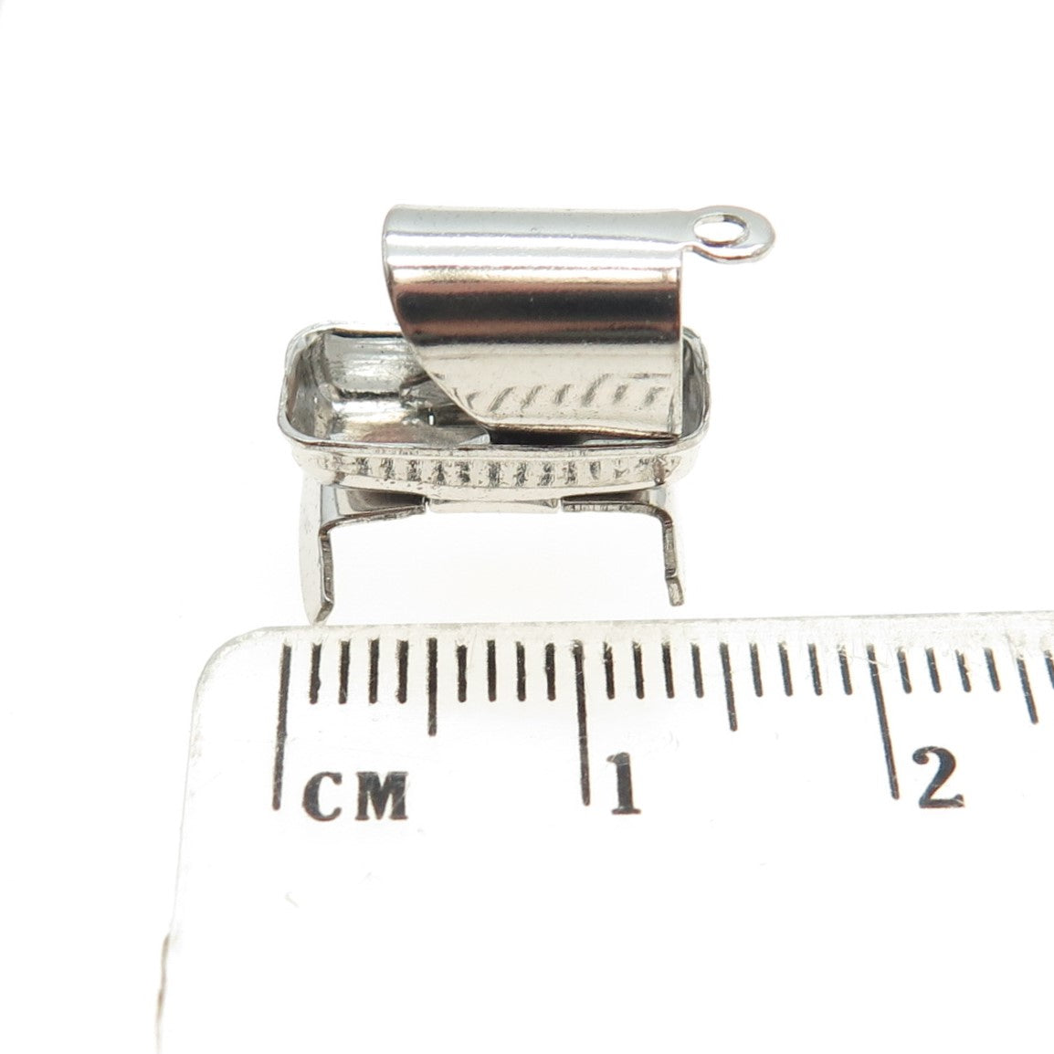 925 Sterling Silver Antique Art Deco Baby Cradle Minimalist Charm Pendant