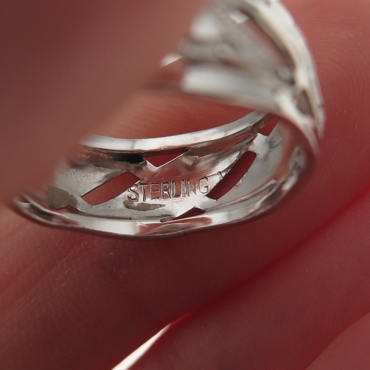 J.D. Schlang Co. 925 Sterling Silver Antique Art Deco Heart Band Ring Size 6