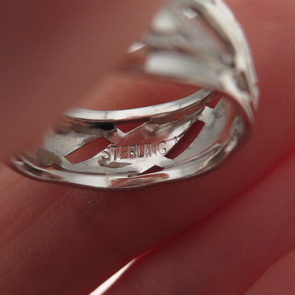 J.D. Schlang Co. 925 Sterling Silver Antique Art Deco Heart Band Ring Size 6