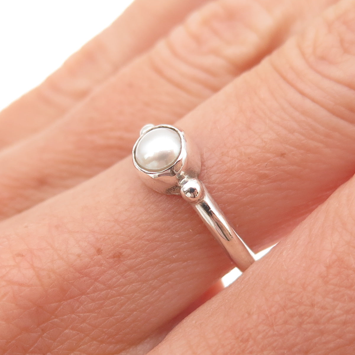 Colleen Lopez 925 Sterling Silver Vintage Real Pearl Ring Size 7.75