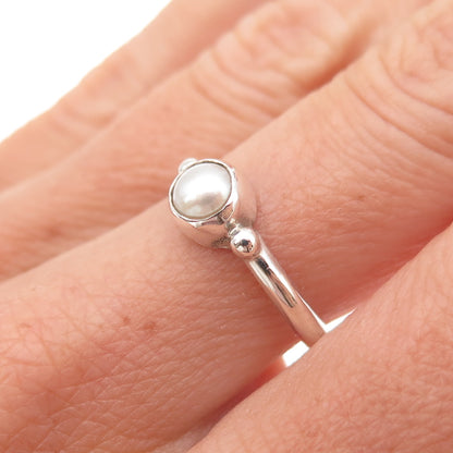 Colleen Lopez 925 Sterling Silver Vintage Real Pearl Ring Size 7.75