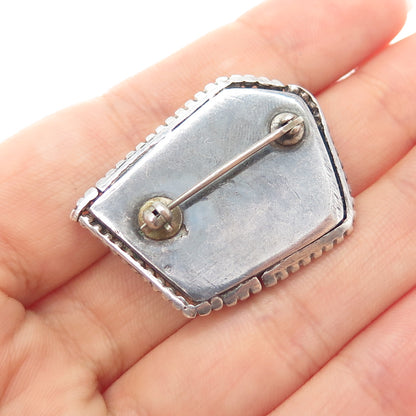 Old Pawn 925 Sterling Silver Vintage Royston Turquoise Beaded Tribal Pin Brooch