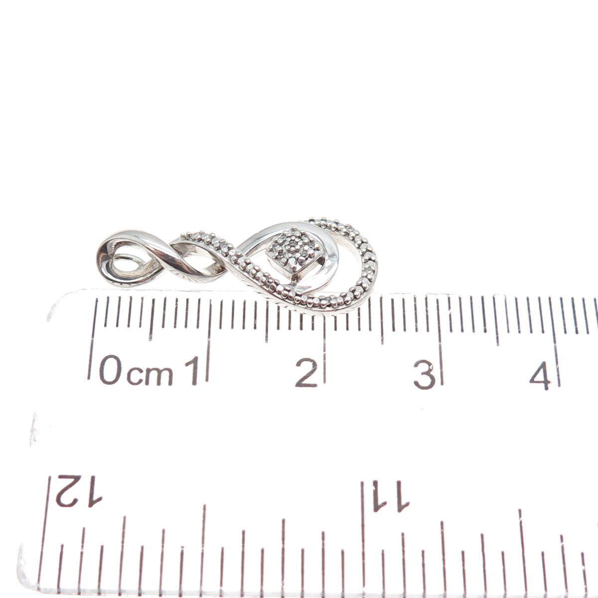 925 Sterling Silver Real Diamond Twisted Infinity Minimalist Slide Charm Pendant