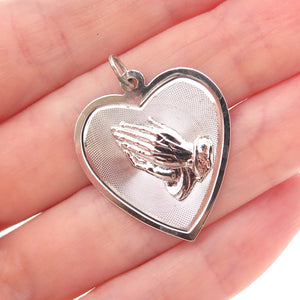 Town & Country 925 Sterling Silver Vintage Prayer Hands Heart Charm Pendant