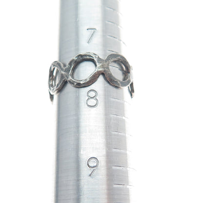 925 Sterling Silver Vintage Hammered Circles Oxidized Ring Size 7.75