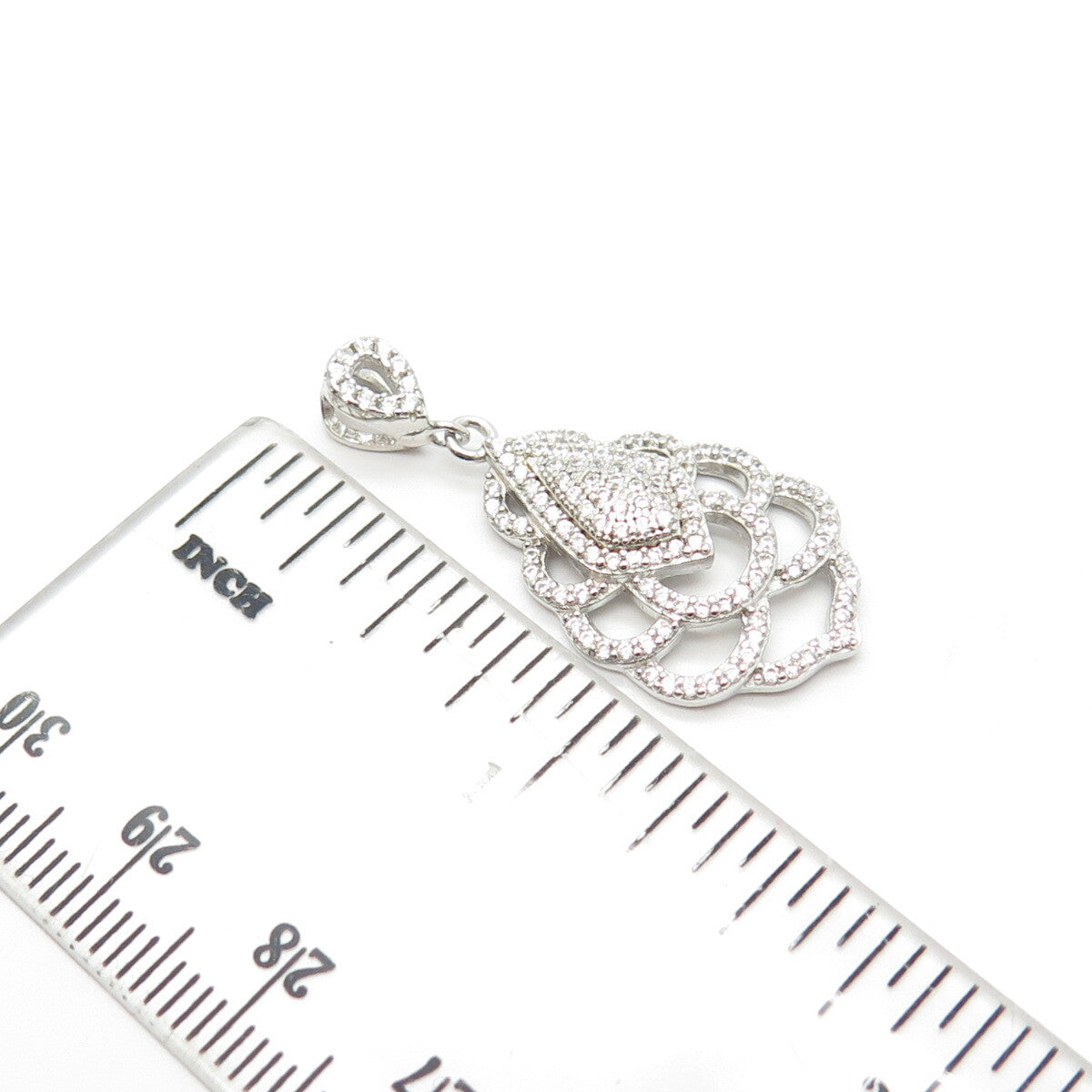 925 Sterling Silver Pave C Z Pendant