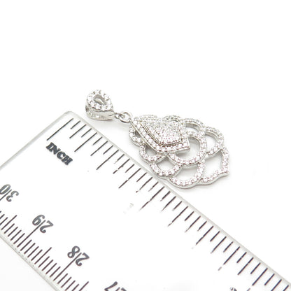 925 Sterling Silver Pave C Z Pendant