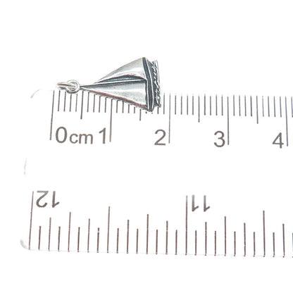 925 Sterling Silver Vintage Sailboat Oxidized Minimalist Charm Pendant