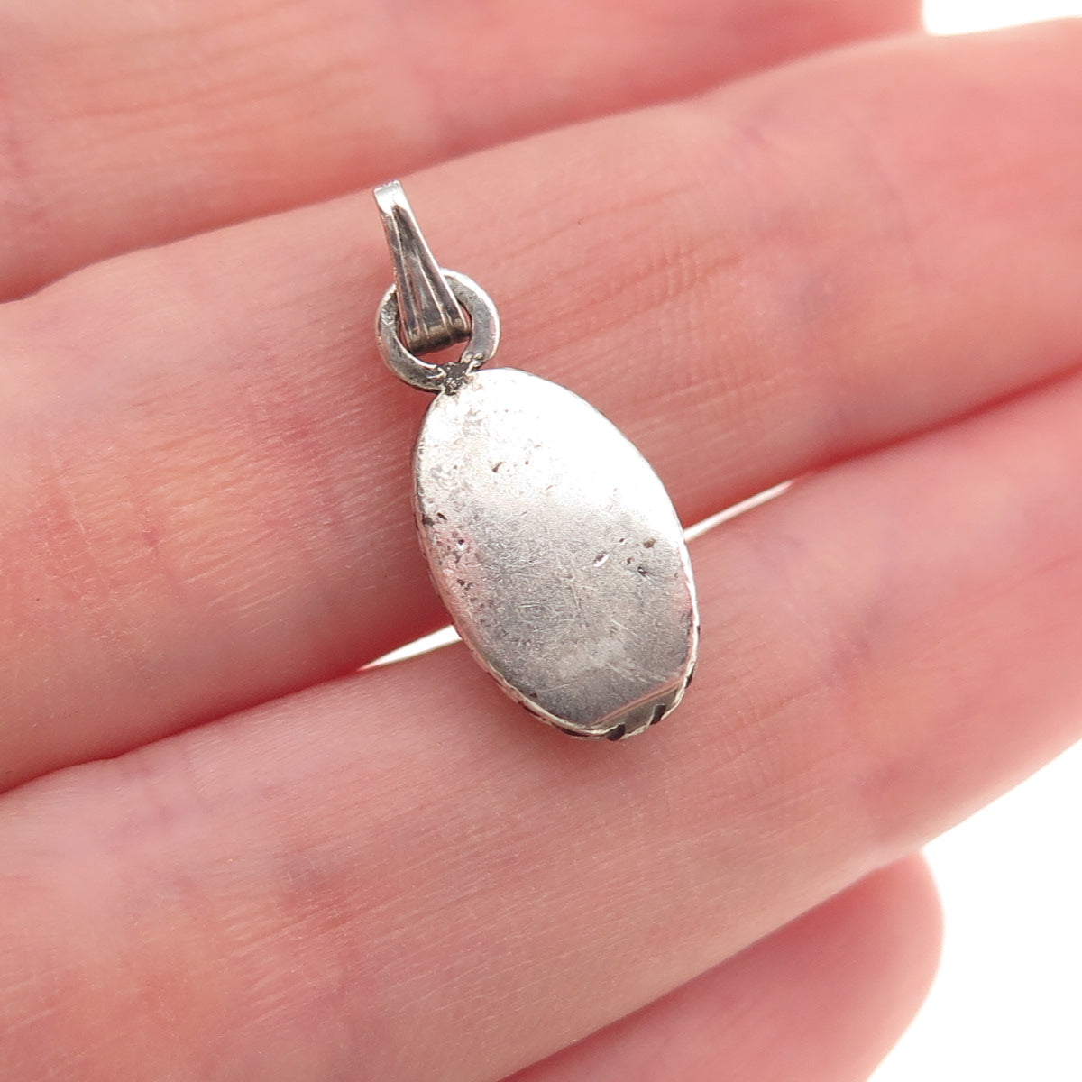 Old Pawn 925 Sterling Silver Vintage Southwestern Turquoise & MOP Charm Pendant