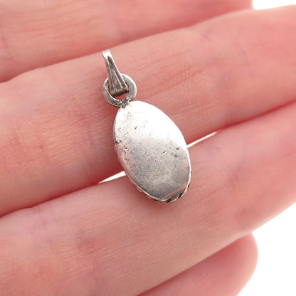 Old Pawn 925 Sterling Silver Vintage Southwestern Turquoise & MOP Charm Pendant