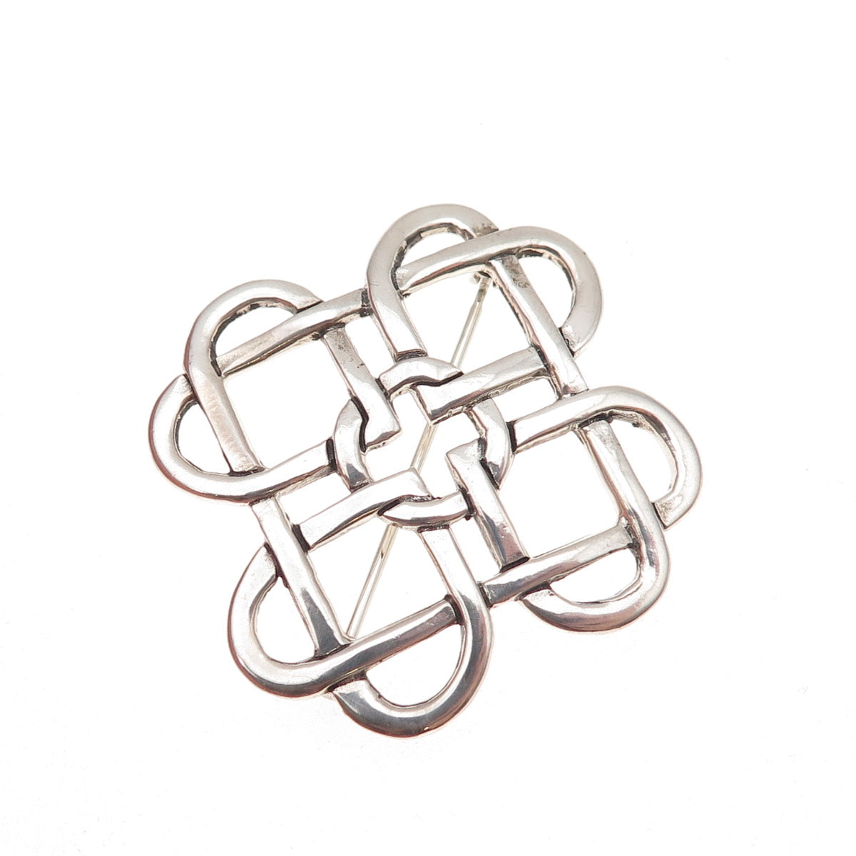 Hand & Hammer 925 Sterling Silver Vintage Heart Celtic Knot Oxidized Pin Brooch