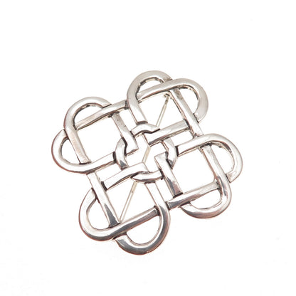 Hand & Hammer 925 Sterling Silver Vintage Heart Celtic Knot Oxidized Pin Brooch