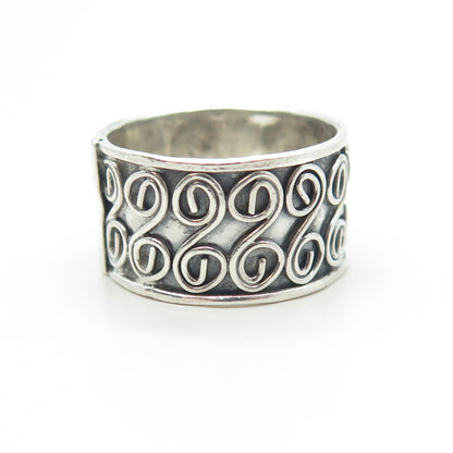 925 Sterling Silver Vintage Spiral Ann Around Band Ring Size 8.5