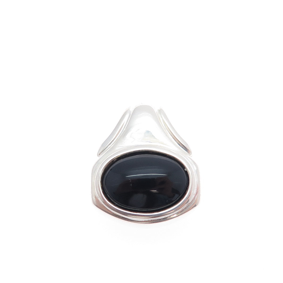 CELLINI 925 Sterling Silver Vintage Real Black Onyx Mini Slide Charm Pendant