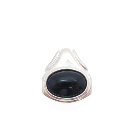 CELLINI 925 Sterling Silver Vintage Real Black Onyx Mini Slide Charm Pendant
