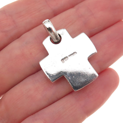 925 Sterling Silver Vintage Modernist Cross Charm Pendant