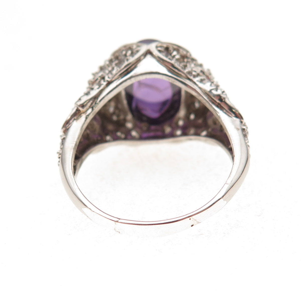 925 Sterling Silver Purple & White C Z Panther Ring Size 9.25