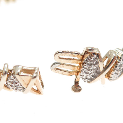 HN HENG NGAI 925 Sterling Silver Gold Plated Real Diamond XO Link Bracelet 7.5"