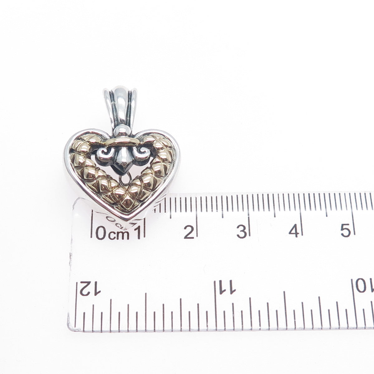 NANCY & DAVID 14K Gold 925 Sterling Silver Vintage Heart Charm Pendant