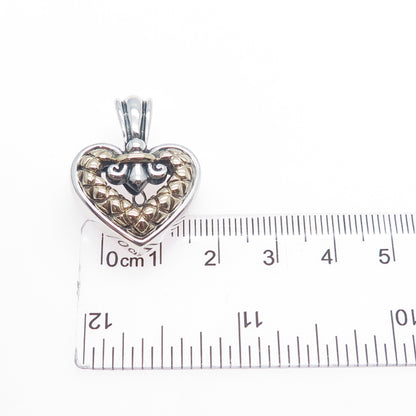 NANCY & DAVID 14K Gold 925 Sterling Silver Vintage Heart Charm Pendant