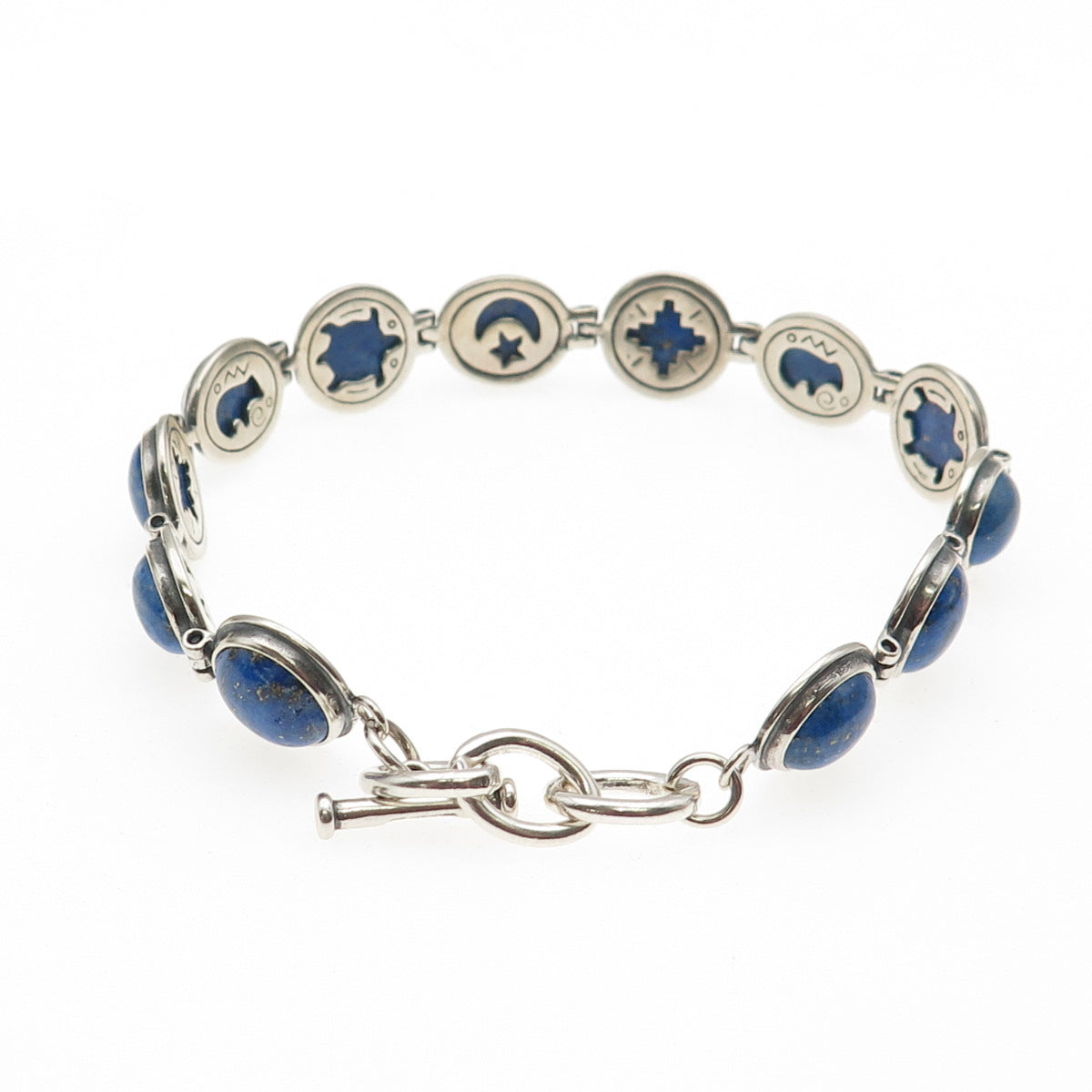 CAROLYN POLLACK 925 Sterling Silver Vintage Real Lapis Bracelet 8"