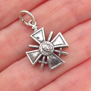 John W. Kessler 925 Sterling Silver Vintage Mexico Cross Medal Charm Pendant