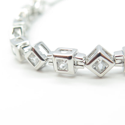 HAN 925 Sterling Silver C Z Tennis Box Link Bracelet 8.75"