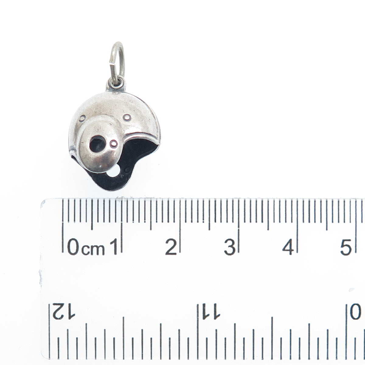 925 Sterling Silver Vintage Baseball Helmet Minimalist 3D Charm Pendant