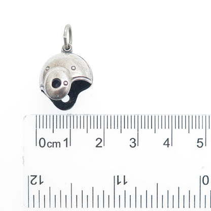 925 Sterling Silver Vintage Baseball Helmet Minimalist 3D Charm Pendant