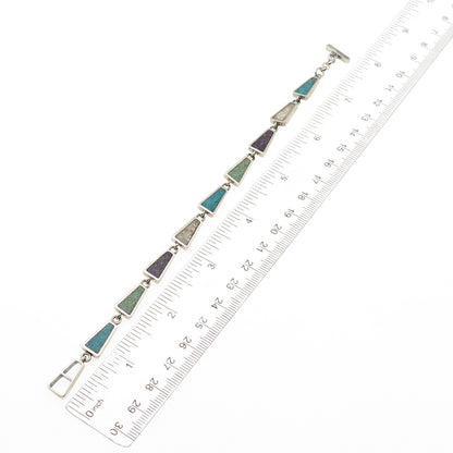 Carolyn Pollack 925 Sterling Vintage Turquoise Sugilite MOP Inlay Bracelet 7.25"