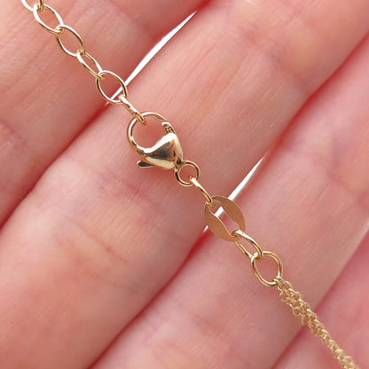 925 Sterling Silver Gold Plated Double Cable Chain Necklace 16-18"