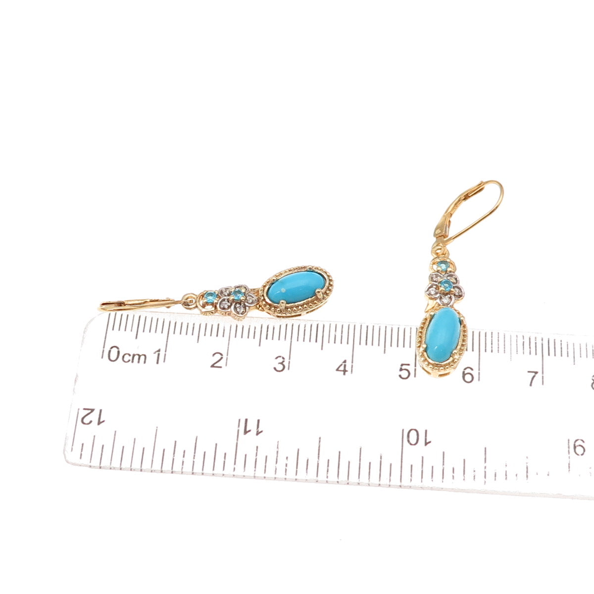 Chuck Clemency 925 Sterling Gold Plated Real Turquoise Apatite & Topaz Earrings