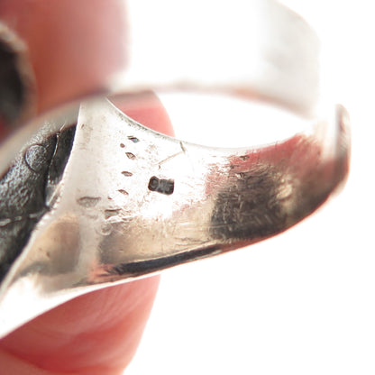 925 Sterling Silver Vintage Demon Skull Oxidized Adjustable Ring Size 9.5