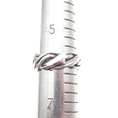 Charles Winston 925 Sterling Silver Vintage Woven Oxidized Band Ring Size 6