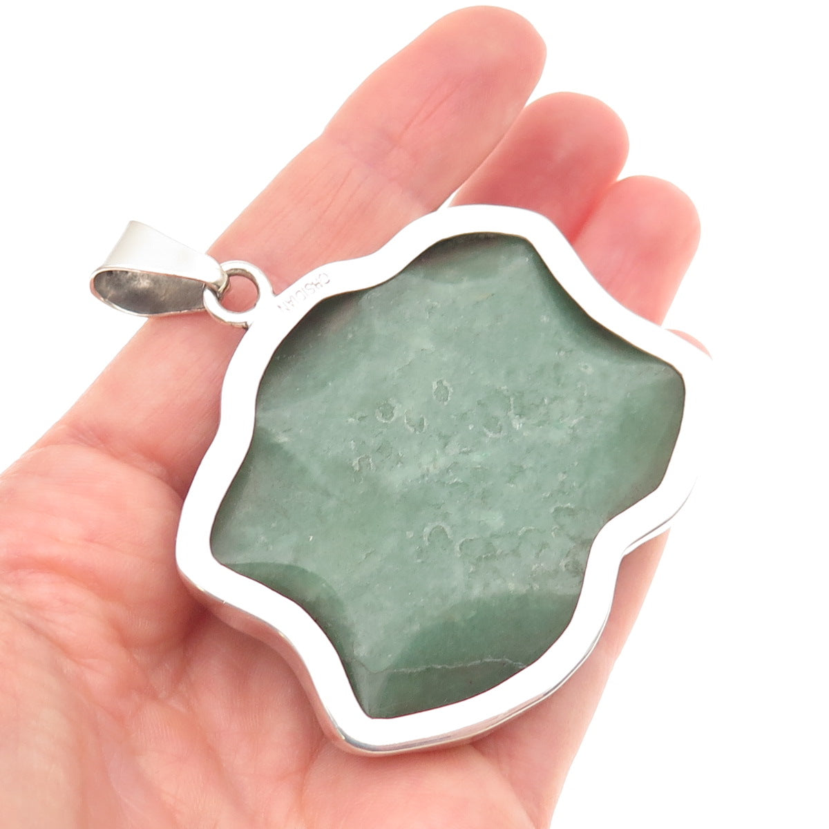 OBSIDIAN 925 Sterling Vintage Real Rose Quartz & Jade Frog Large 59.8g Pendant