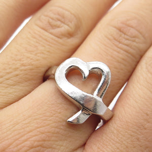 925 Sterling Silver Vintage Open Heart Ring Size 8