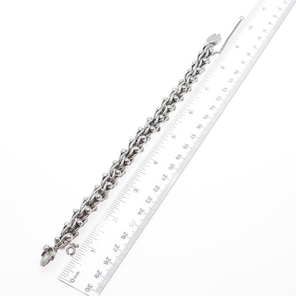 925 Sterling Vintage Mexico Byzantine Beaded Heavy 72.3g Oxidized Bracelet 7.75"