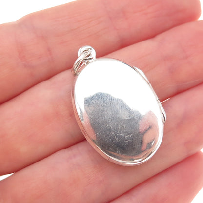 925 Sterling Silver Vintage Engraved Floral Locket Charm Pendant
