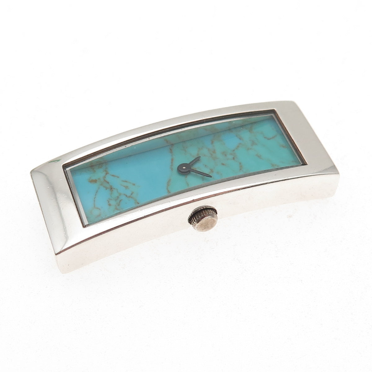 Ecclissi 925 Sterling Silver Vintage Real Lone Mountain Turquoise Quartz Watch