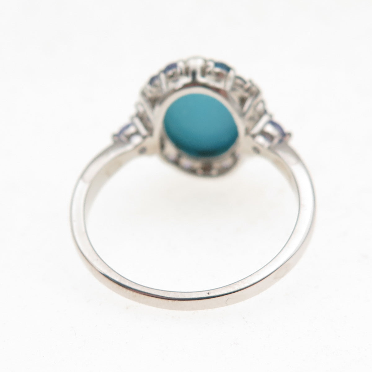 925 Sterling Silver Real Sleeping Beauty Turquoise Tanzanite & Topaz Ring Size 8