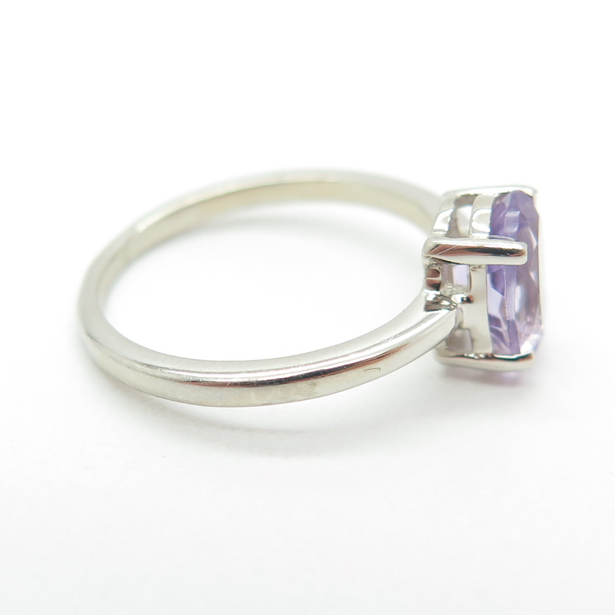 DAZZLERS 925 Sterling Silver Real Amethyst Gemstone Ring Size 5